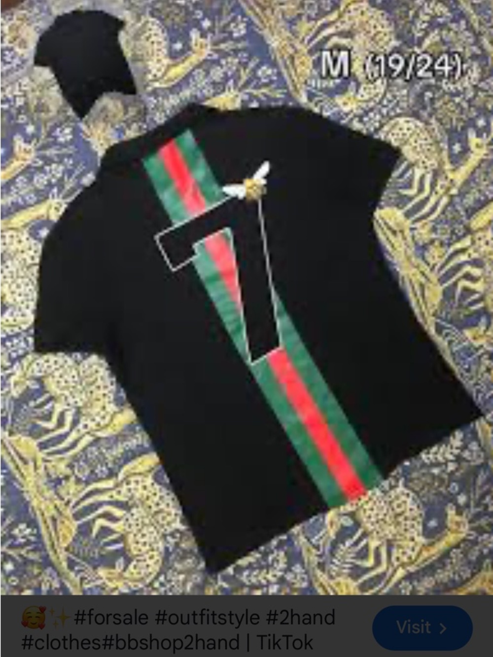 Gucci Black Polo with Red & Green Center Stripe and Number 7